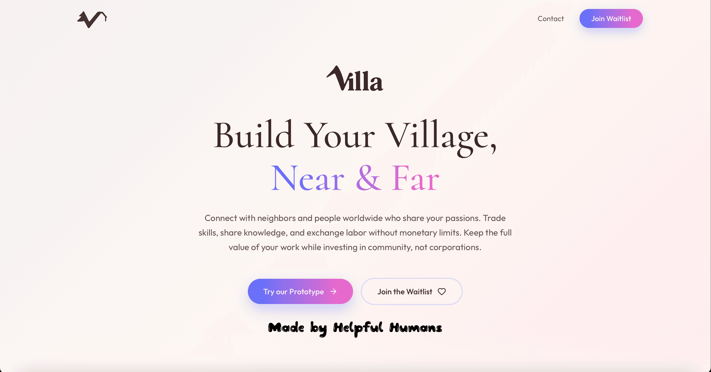 Villa landing page